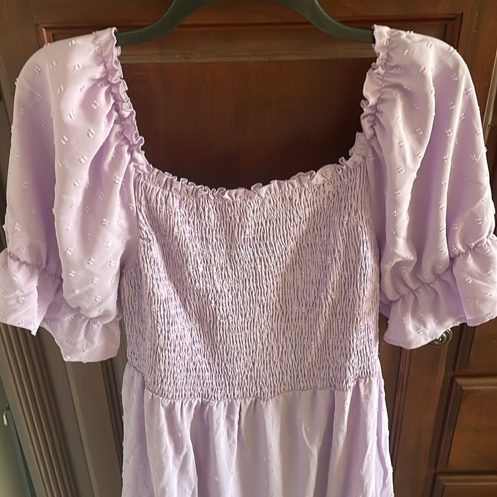 SHEIN Lavender NWOT Open Back Maxi Dress Ruffle hem Never Worn 1X Bow back - Picture 5 of 13